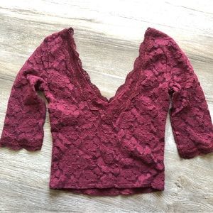 Burgundy Lace Top